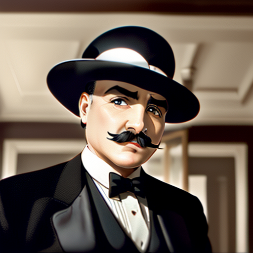 Poirot, in a sharp tuxedo, stands toasting at the dinner table, his eyes scanning the guests who react with various degrees of surprise, fear, and curiosity.